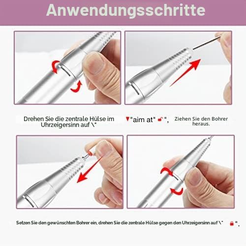 Bewinner Tragbare Elektrische Nagelbohrmaschine mit 35000 U/Min, Ersatzgriff für Elektrisches Nagelb