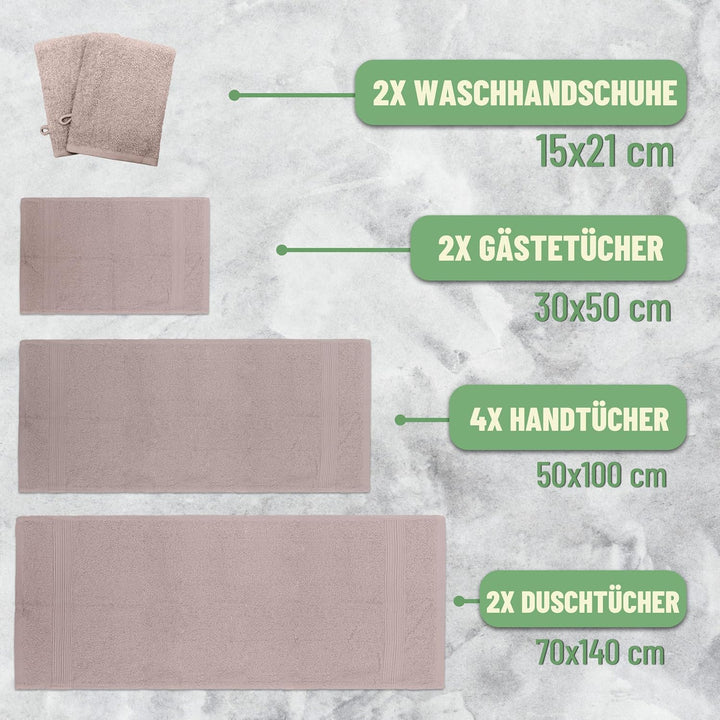 GREEN MARK Textilien 10 TLG. FROTTIER Handtuch-Set mit verschiedenen Grössen 4X Handtücher, 2X Dusch