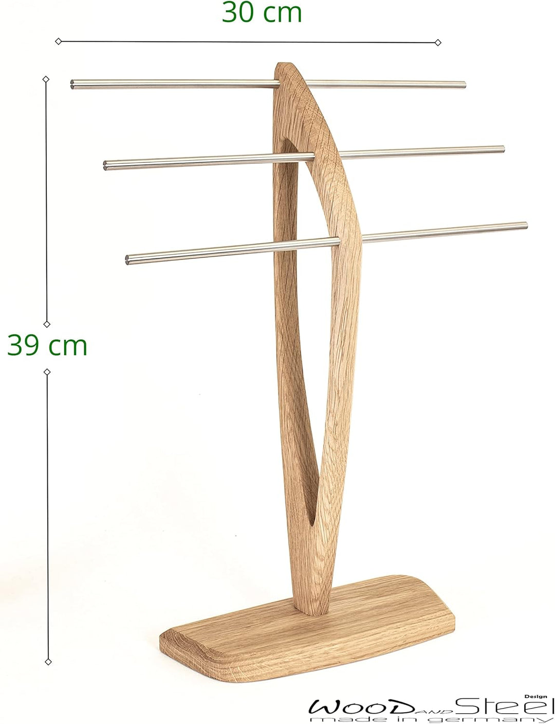 Wood and Steel Design Schmuckbaum – Schmuckhalter für Ketten, Ohrringe, und Armbänder. Eichenholz ma