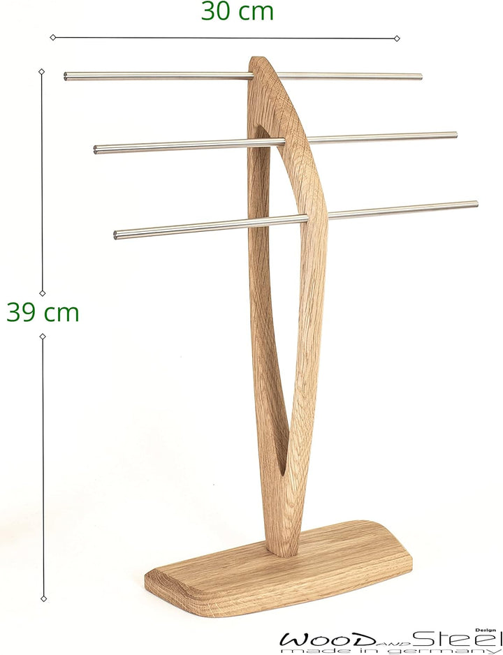 Wood and Steel Design Schmuckbaum – Schmuckhalter für Ketten, Ohrringe, und Armbänder. Eichenholz ma