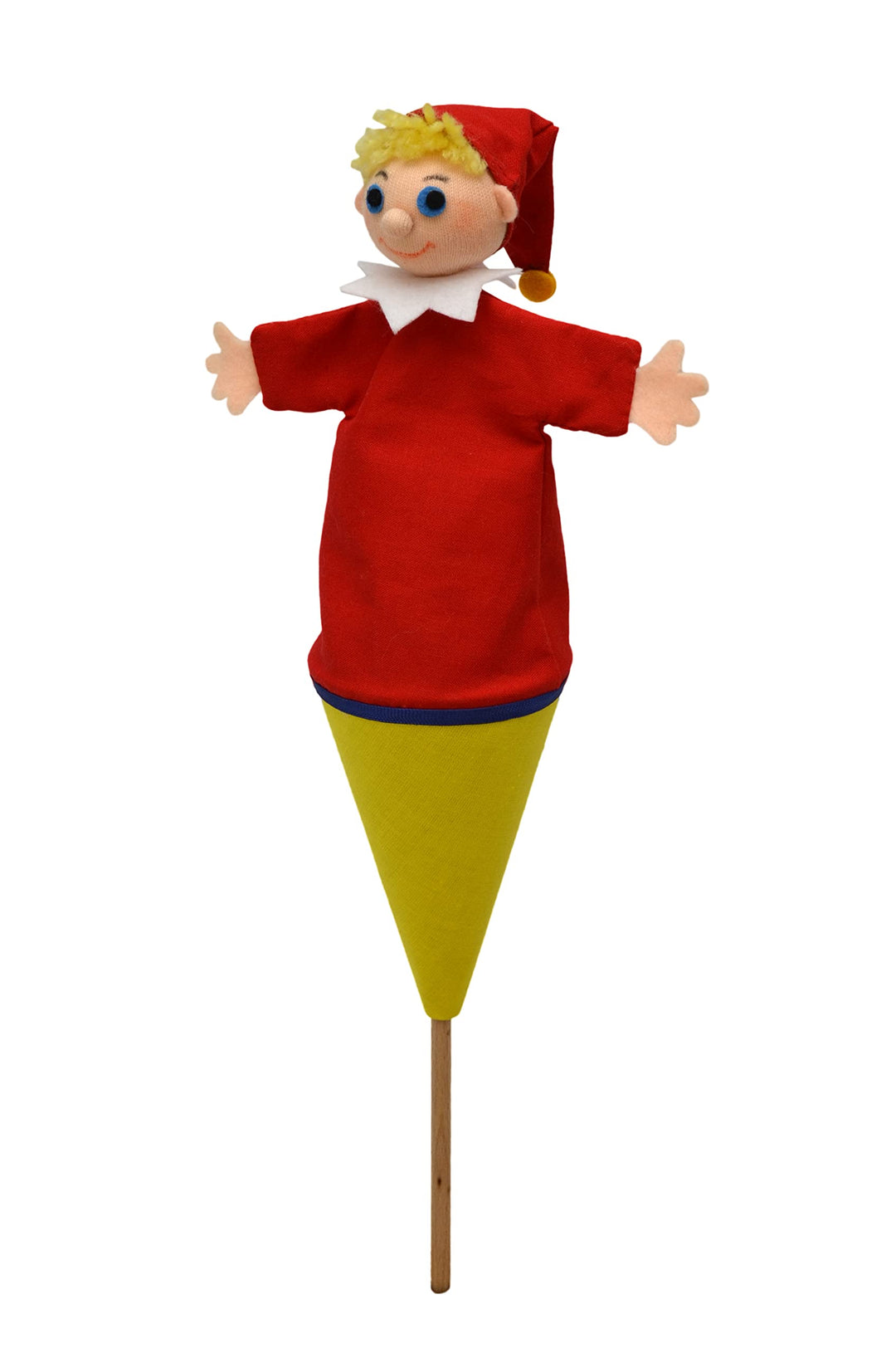 Marionette Märchenfigur Handpuppe Kasper Clown 36 cm, Ideal für Puppentheatre und Rollenspiele, für