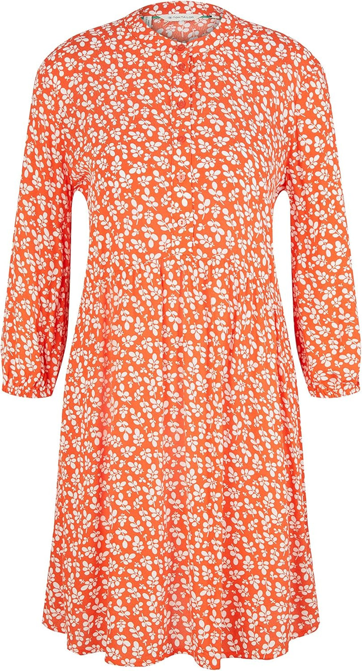TOM TAILOR Damen dress with pattern and button placket 42 31119 - Red Floral Design, 42 31119 - Red