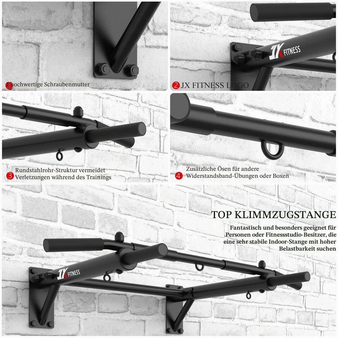 JX FITNESS Klimmzugstangen Klimmzugstange Wandmontage Heimturnhalle Pull Up Bar, 3 Ösen für TRX Trai