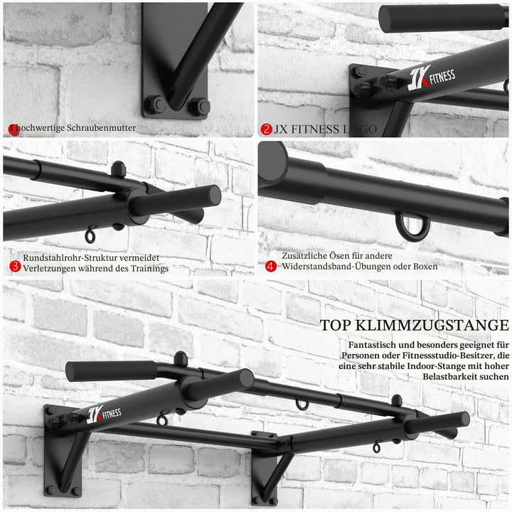 JX FITNESS Klimmzugstangen Klimmzugstange Wandmontage Heimturnhalle Pull Up Bar, 3 Ösen für TRX Trai