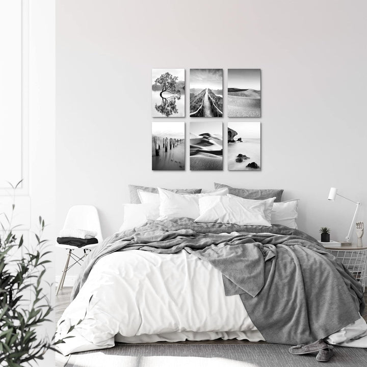 Novart Wandbilder Set - KOMPLETT AUFHÄNGFERTIG - Made in Germany - Moderne Bilder Landschaft Sand Na