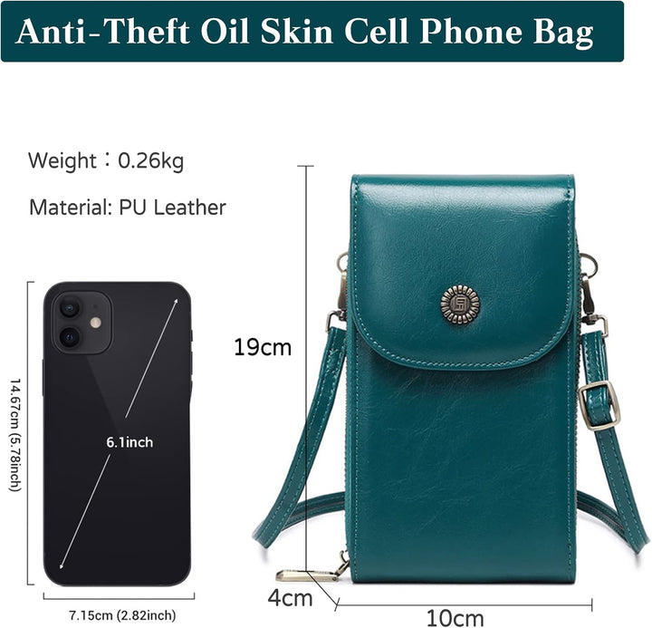 PORRASSO Handy Umhängetasche Damen Mode Handytasche mit RFID Schutz Mädchen Schultertasche PU Wasser