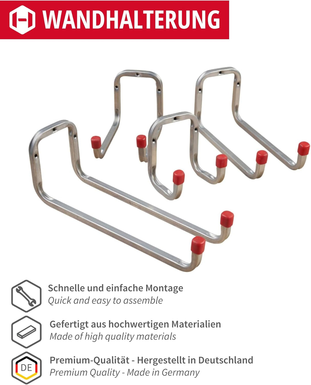 Gedotec Wandhalterung - Wandhaken zum Schrauben Stahl verzinkt | DUO | 6 Stück Gerätehaken Länge: 25