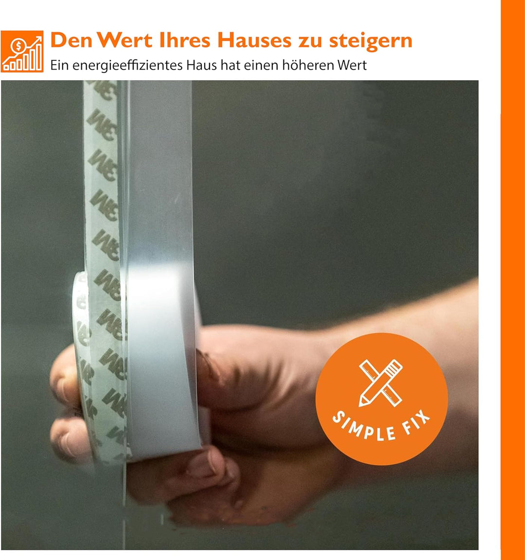Zugluftstopper für Türen - 500 cm x 4.5 cm - Türdichtung - Zugstopper Haustür und Fenster, Windstopp