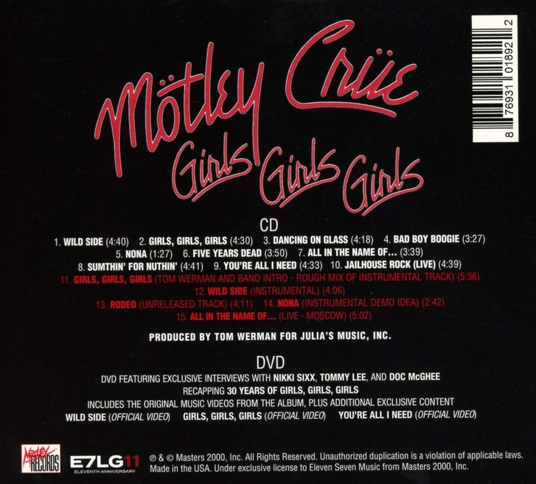 XXX: 30 Years of Girls, Girls, Girls, Audio-CD