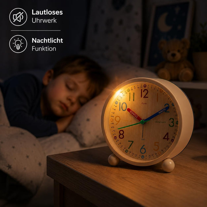 K&amp;L Wall Art Kinderwecker Lernuhr Kinder Tischuhr mit Lernzifferblatt Kinderzimmer Tischwecker mit N