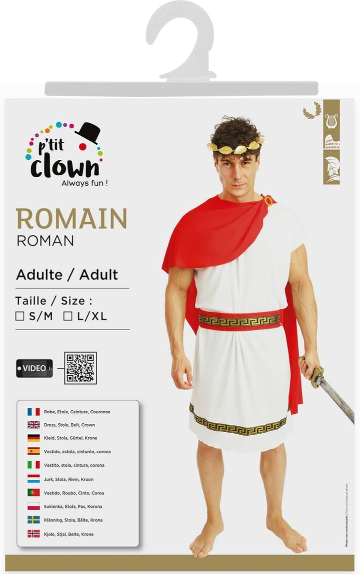 P'TIT CLOWN - Römisches Kostüm, Römerin - Kostüm für Erwachsene - Kleid, Stola, Gürtel, Krone - Perf