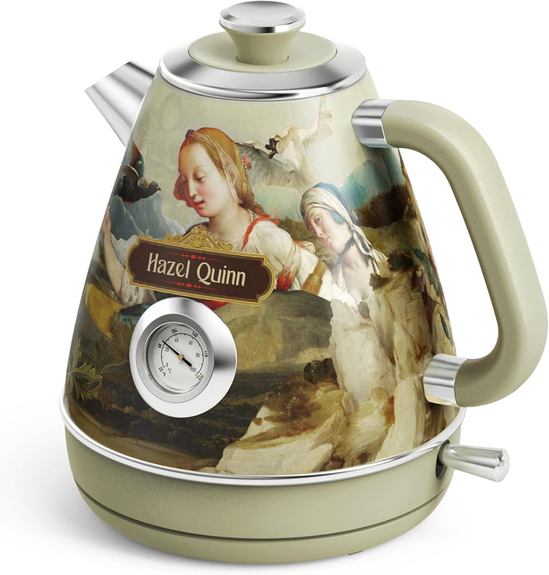 Hazel Quinn Wasserkocher Retro Vintage Design Edelstahl, 1,7 Liter, BPA-frei, Edelstahl, Automatisch