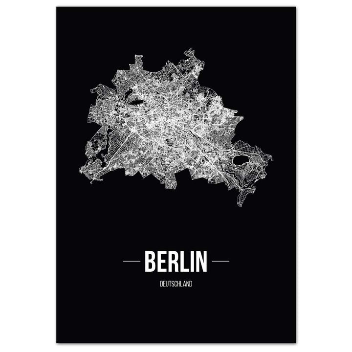JUNIWORDS Stadtposter, Berlin, Wähle eine Grösse, 60 x 90 cm, Poster, Schrift B, Schwarz 60 x 90 cm