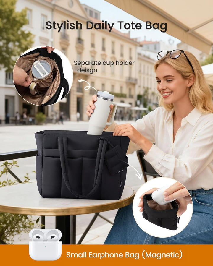 LOVEVOOK Shopper Tasche Damen Handtasche Gross, Leicht Arbeitstasche Puffer Tote Bag mit Vielen Fäch
