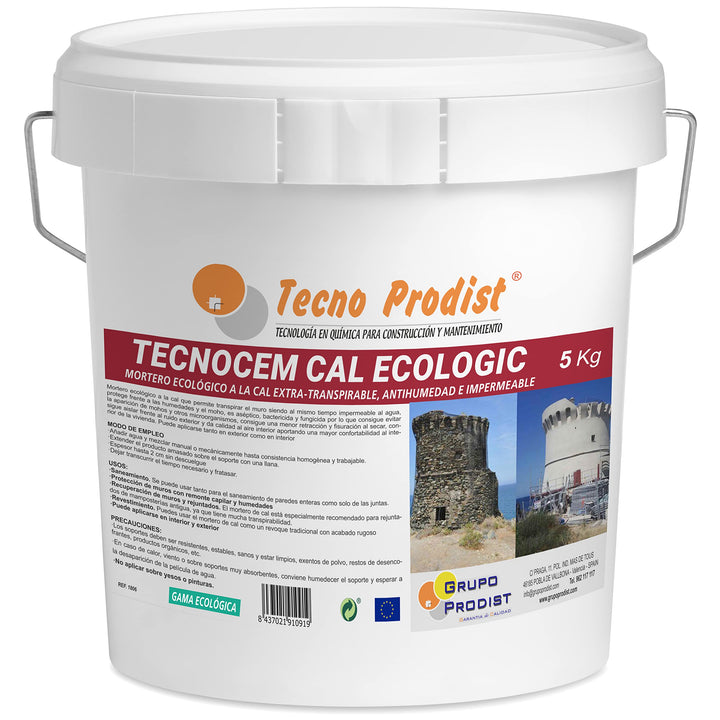 TECNOCEM KALK ECOLOGIC von Tecno Prodist - 5 kg - Ökologischer Kalkmörtel, extra atmungsaktiv(weiss)