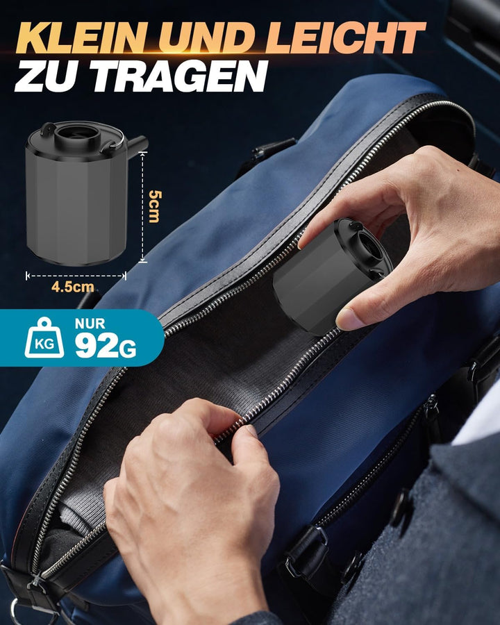 Mini elektrische luftpumpe, 5000Pa 1600mAh Akku-Luftpumpe mit 5 Luftdüsen &amp; LED-Licht, 180 L/min Inf