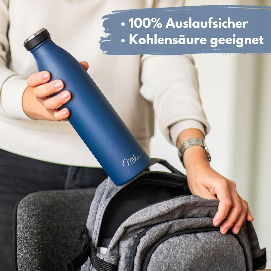 Milu Edelstahl Trinkflasche 350ml 500ml 750ml 1L 1,5L Thermosflasche Isolierte Wasserflasche, Auslau