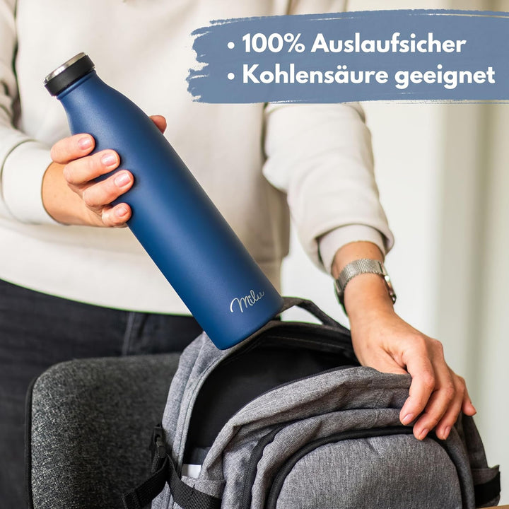 Milu Edelstahl Trinkflasche 350ml, 500ml, 750ml, 1L, 1,5L – Thermosflasche für Kinder Erwachsene aus