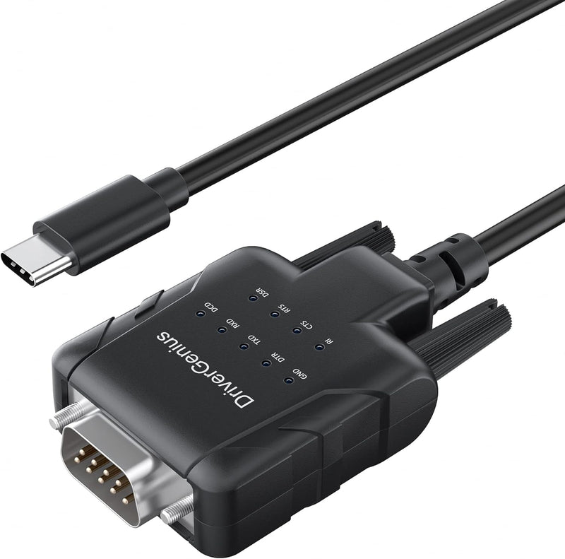 DriverGenius 1-Port USB-C zu Seriell RS232-(DB9) Adapter Konverter Compatibel mit Windows 11, macOS