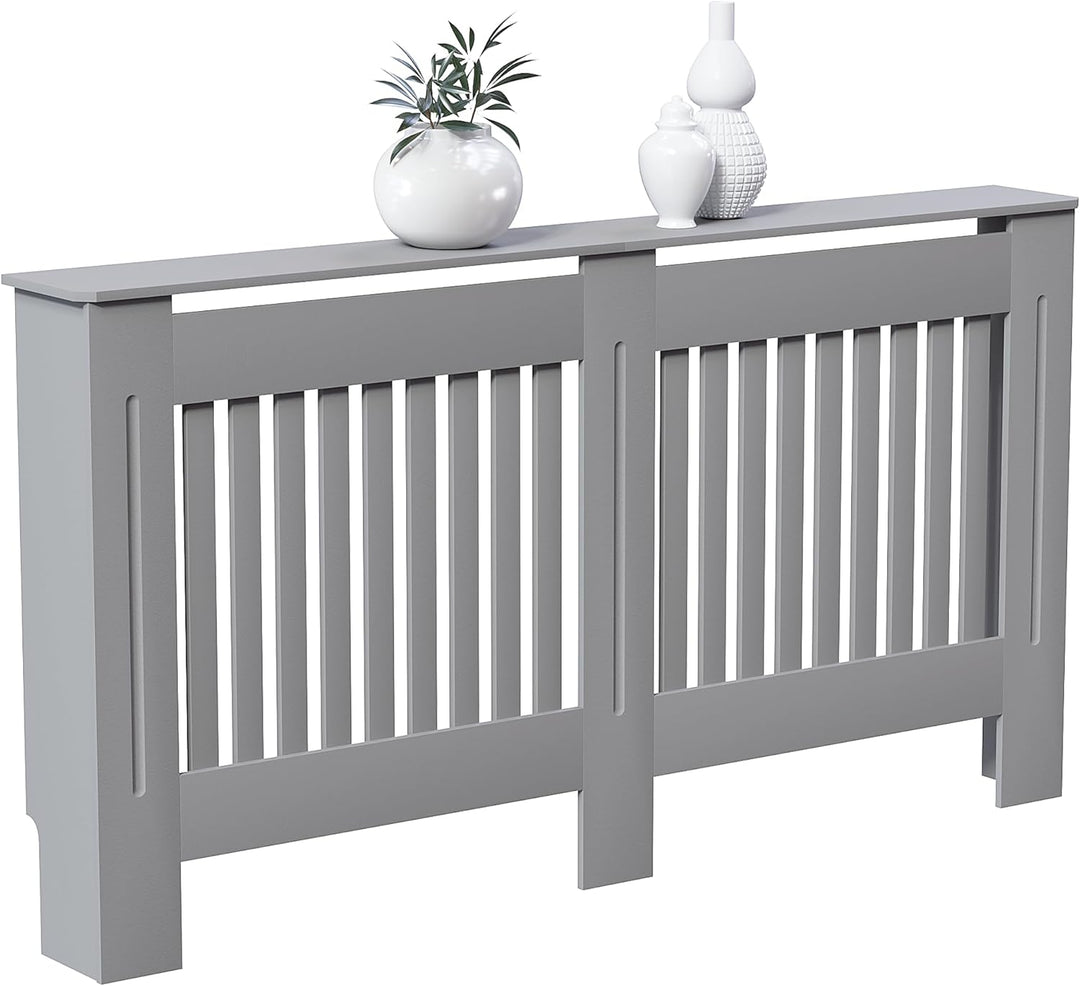 Vida Designs Chelsea-Heizkörperabdeckung, modernes Lamellengrill-Design, grau lackierter MDF-Schrank