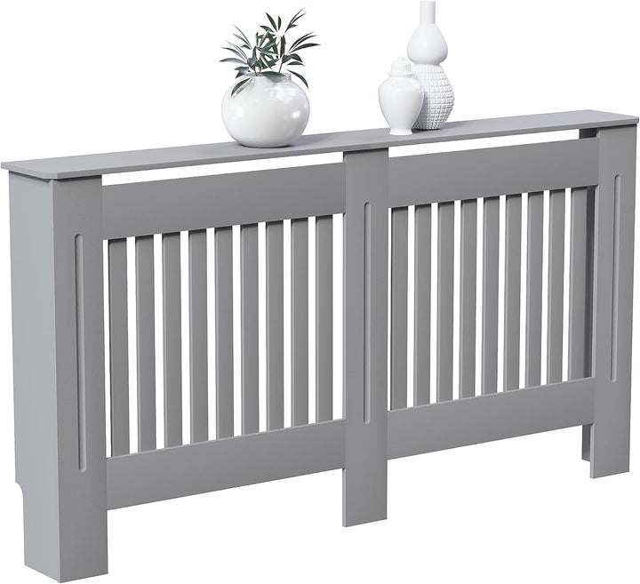 Vida Designs Chelsea-Heizkörperabdeckung, modernes Lamellengrill-Design, grau lackierter MDF-Schrank