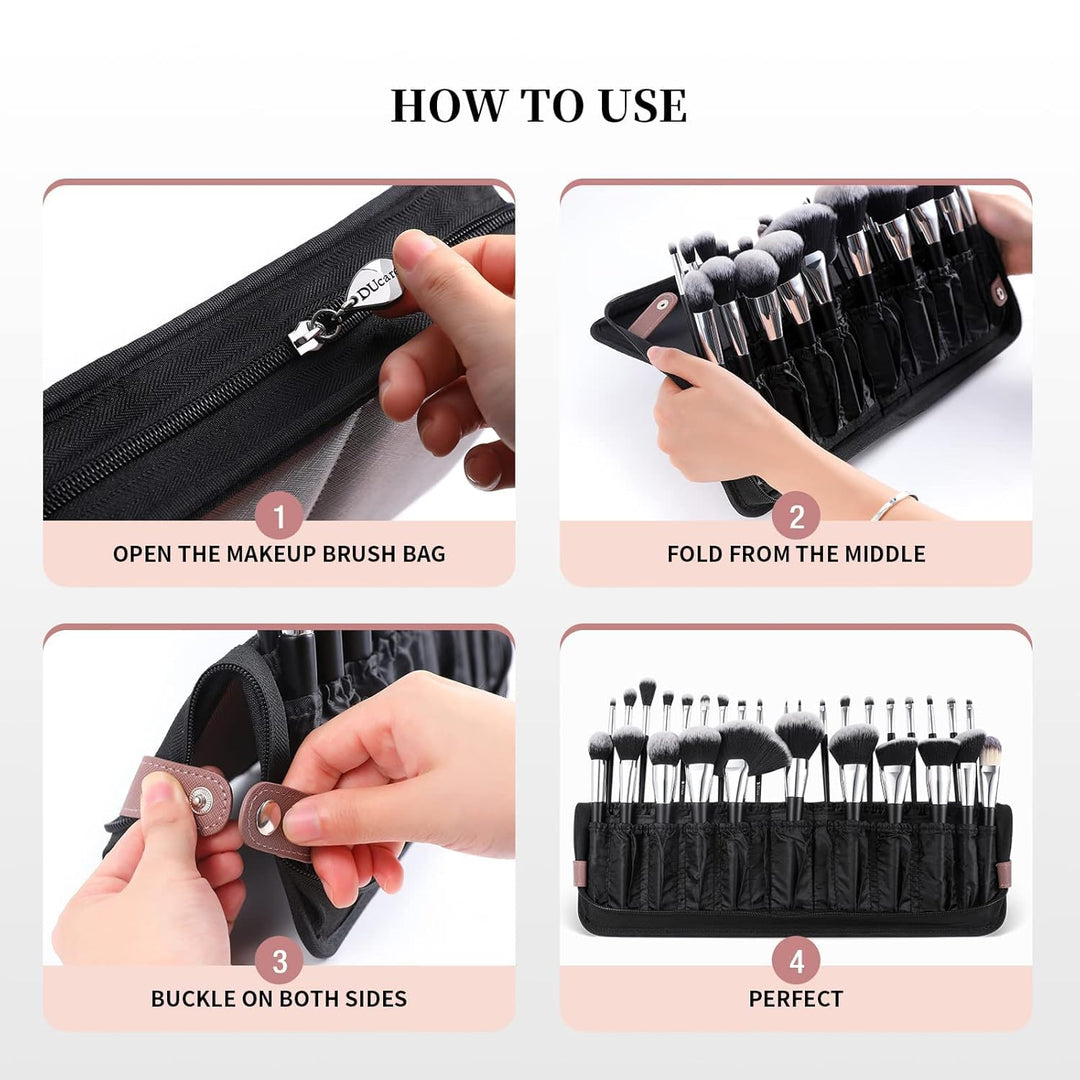 DUcare Make up Pinsel Organizer-Tasche, tragbare Kosmetiktasche für die Reise, Stand Up Cosmetic Bag