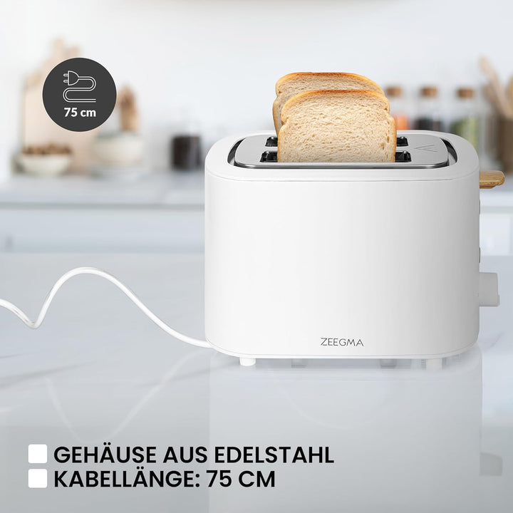 ZEEGMA TOSTEE 2-Scheiben-Toaster, Leistung 820 W, Auftau-, Aufwärm- und Stoppmodus, Krümelfach, Zeit