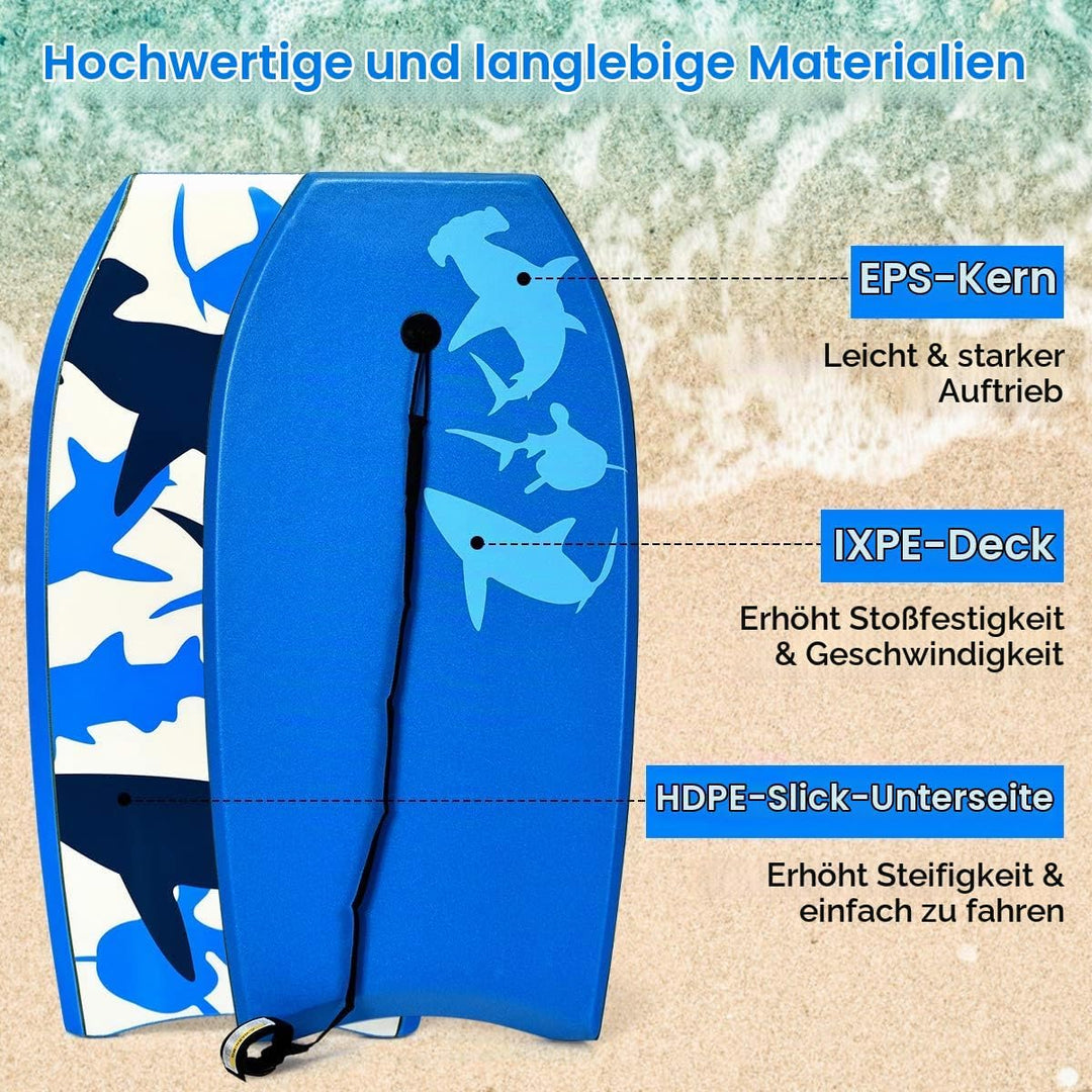 RELAX4LIFE Schwimmbrett tragbar, Schwimmboard mit Halteleine, Rutschfestes Surfbrett für Kinder &amp; Er