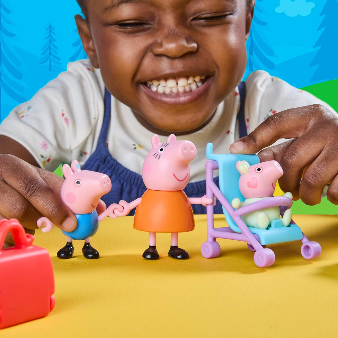 Peppa Pig Peppa auf Reisen: Abenteuer mit der Familie, Figur und Accessoire-Set, enthält Baby Evie,
