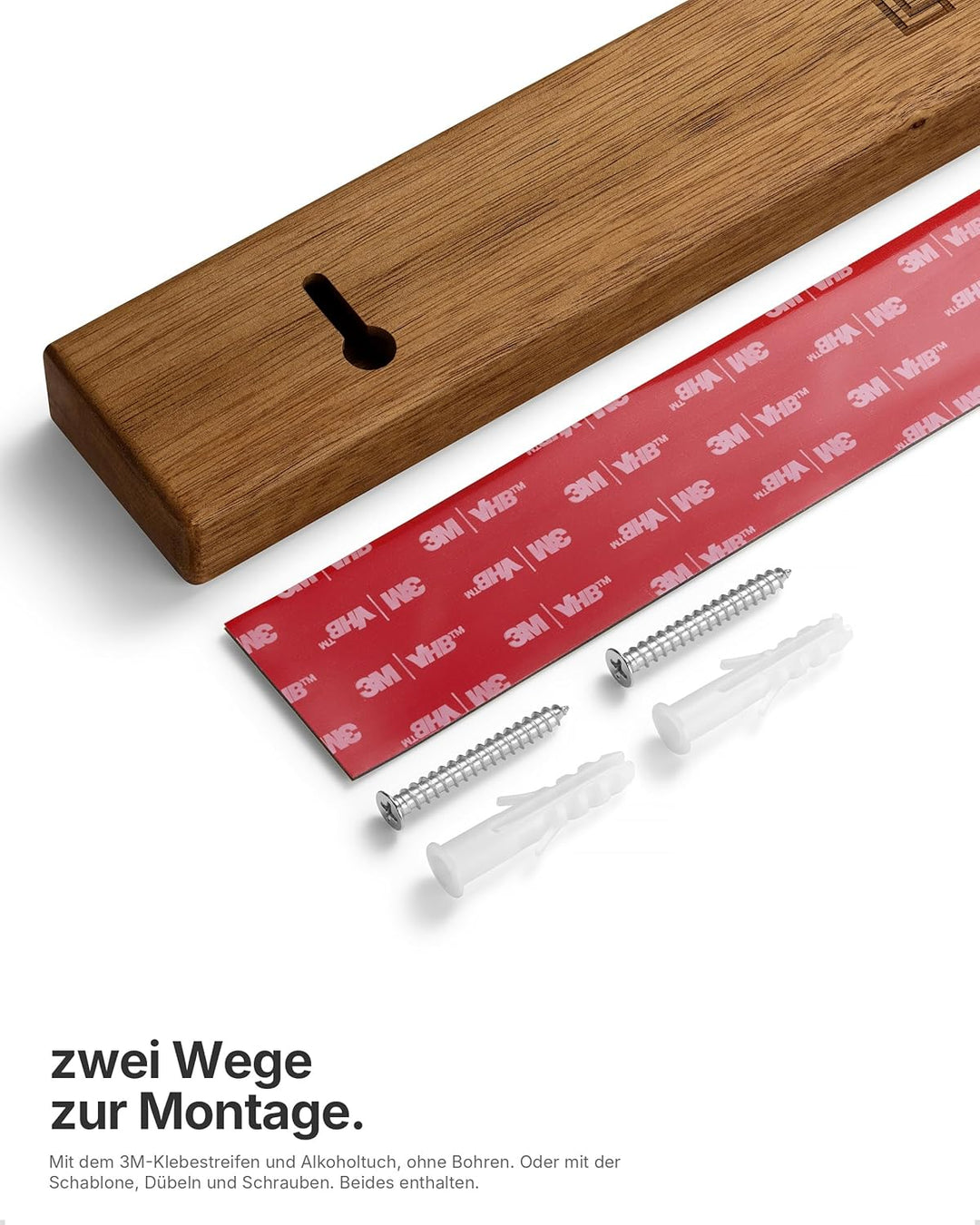 LARHN Magnetleiste für Messer, Magnetischer Messerhalter Wand, Selbstklebend aus Akazienholz, 40 cm