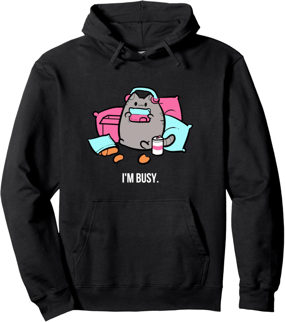 I'm A Busy Cat Lover and Gamer Pullover Hoodie