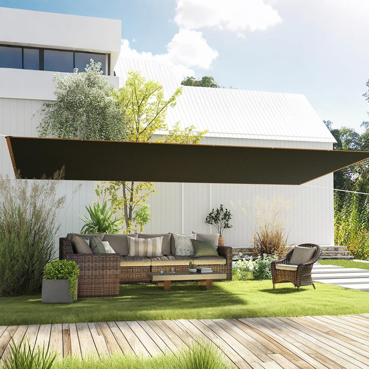Sonnensegel 4x5m Rechteckig UV-Schutz 95% Winddurchlässig Robust für Garten Terrasse Balkon aus reis