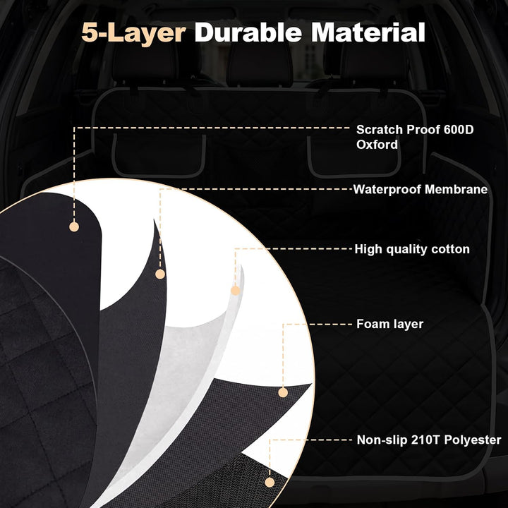 Kofferraumschutz Hund mit Seiten und Ladeschwellenschutz, 180x103cm | Wasserabweisend und Kratzfest,
