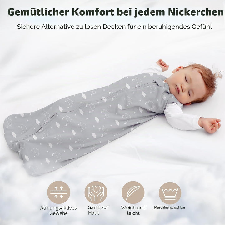 Mama Cheetah Baby Schlafsack, Bio-Baumwolle, Tragbare Babydecke, Schlafsack mit 2-Wege-Reissverschlu