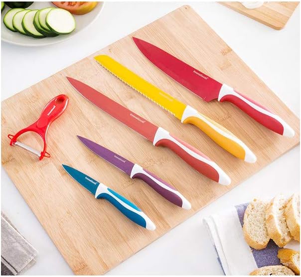 InnovaGoods - 6 Stücke Keramikmesserset mit Sparschäler, Hochpräzisions-Schneide, Ergonomischer Anti