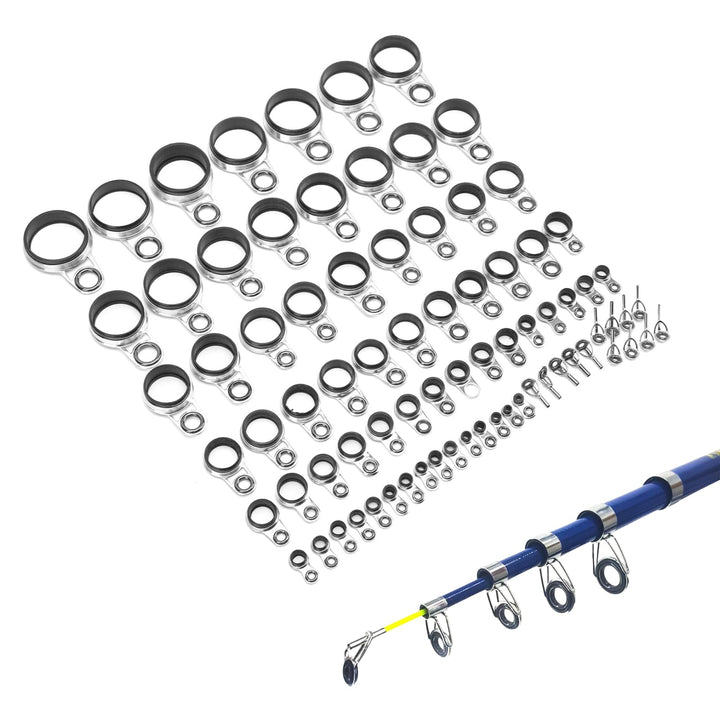 Angelruten Spitzenring Set 78 Stück 0,8-25,0 mm Teleskop Angelrutenführungen Top Ring Set mit 13 Obe