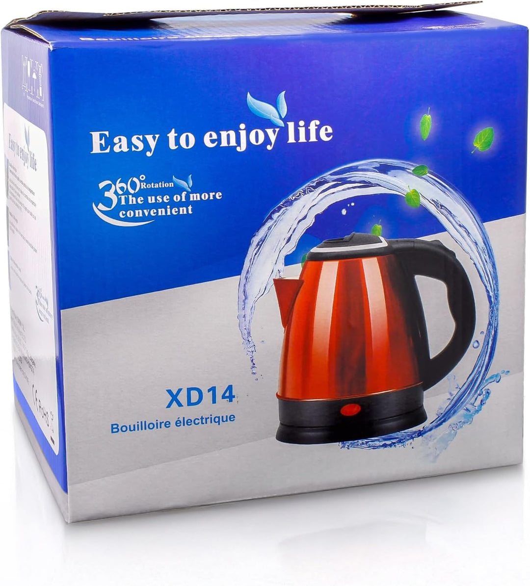 Edelstahl-Wasserkocher XD14 elektrisch – 1,2 Liter, 1.500 W – mit Abschaltautomatik (Rot), Rot