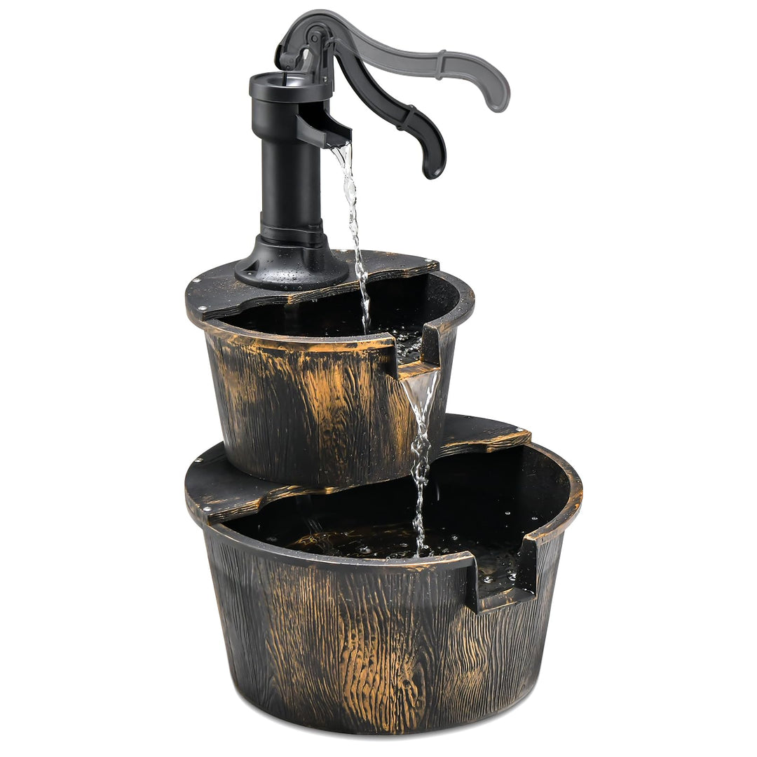 SOARS Gartenbrunnen 2-stufig, Springbrunnen mit Wasserpumpe & einstellbarem Wasserdurchfluss, Wasser