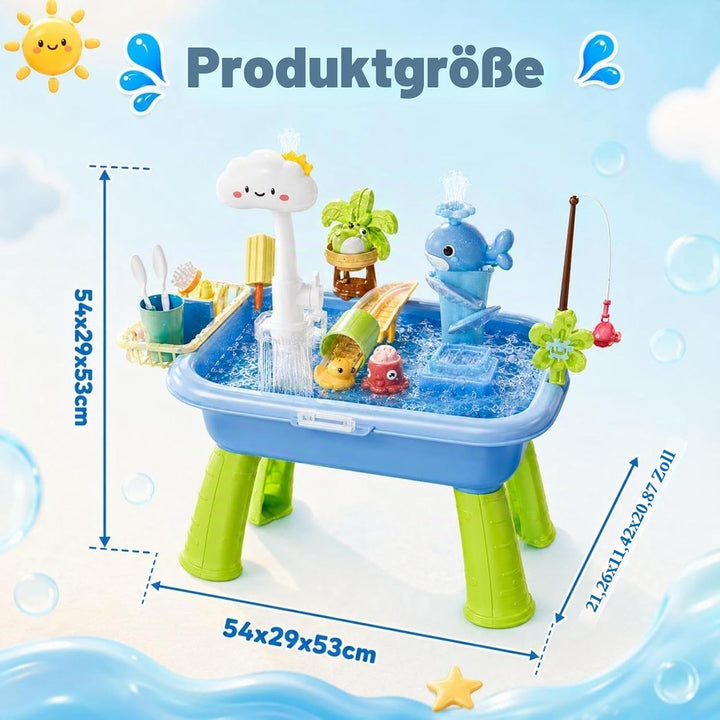 Wasserspieltisch Für Kinder | Lustige Spielwaschtische Mit Fliessendem Wasser Pumpe | 4-in-1 Outdoor