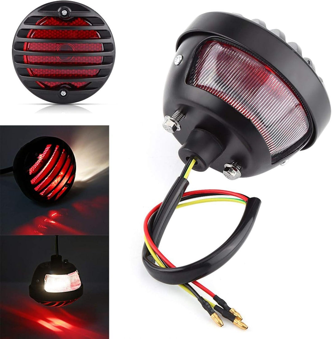 Bremslicht für Motorrad, rund, schwarz, für Bobber Chopper ATV Roller