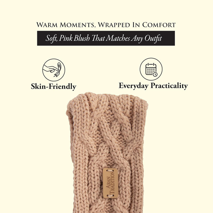 Aran Cable Knitted Headband blush, blush