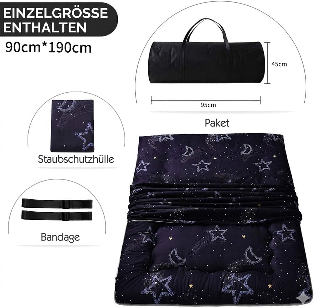 MAXYOYO Japanische Bodenmatratze Futonmatratze, Verdicken Tatami Matte Isomatte Faltbare Roll-Up Mat