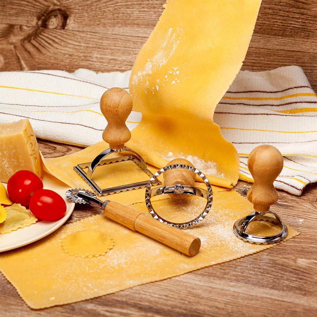 bambuswald© plastikfreie Ravioli-Ausstecher (3 Stück) mit Griff aus Bambus | Ravioli-Stempel, Raviol