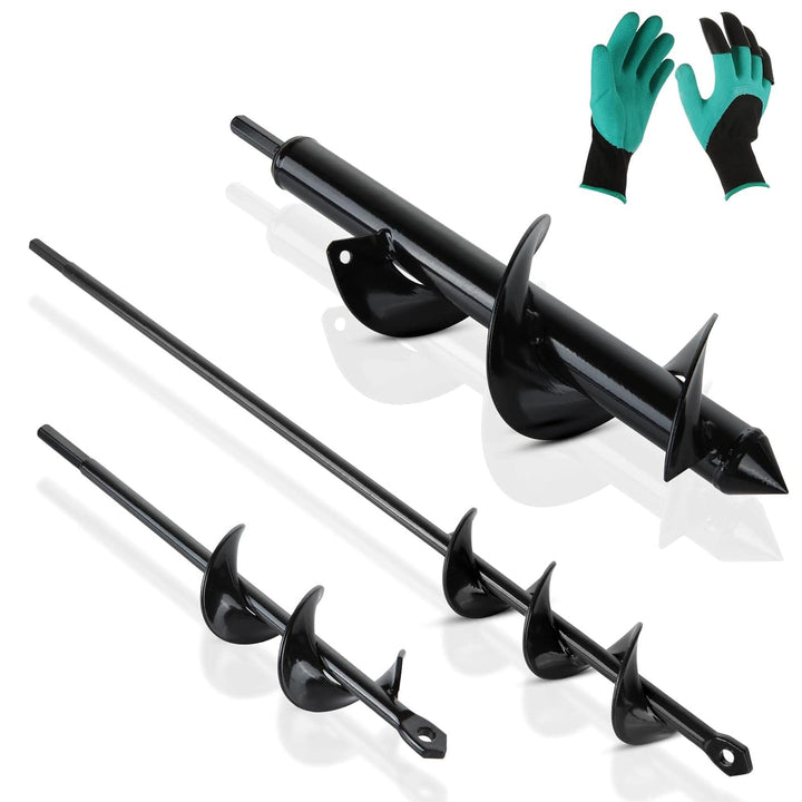 SENENQU 3 Stück Gartenbohrer Erdbohrer Ø80mm × 300mm + Ø40mm × 420mm + Ø40mm × 220mm Garten Erdbohre