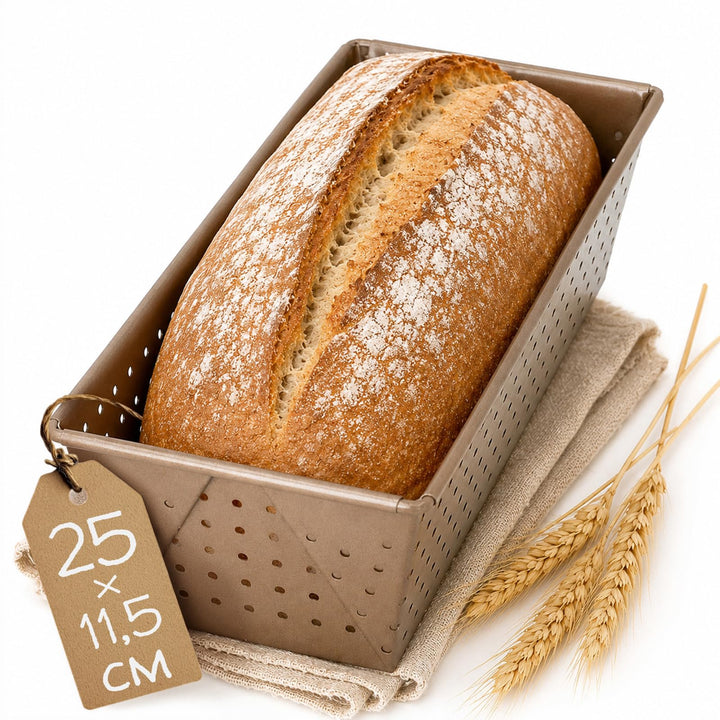 Birkmann, Laib &amp; Seele, perforierte Brotbackform, 25 cm, Backform für kleine Brote, aus bronzefarben