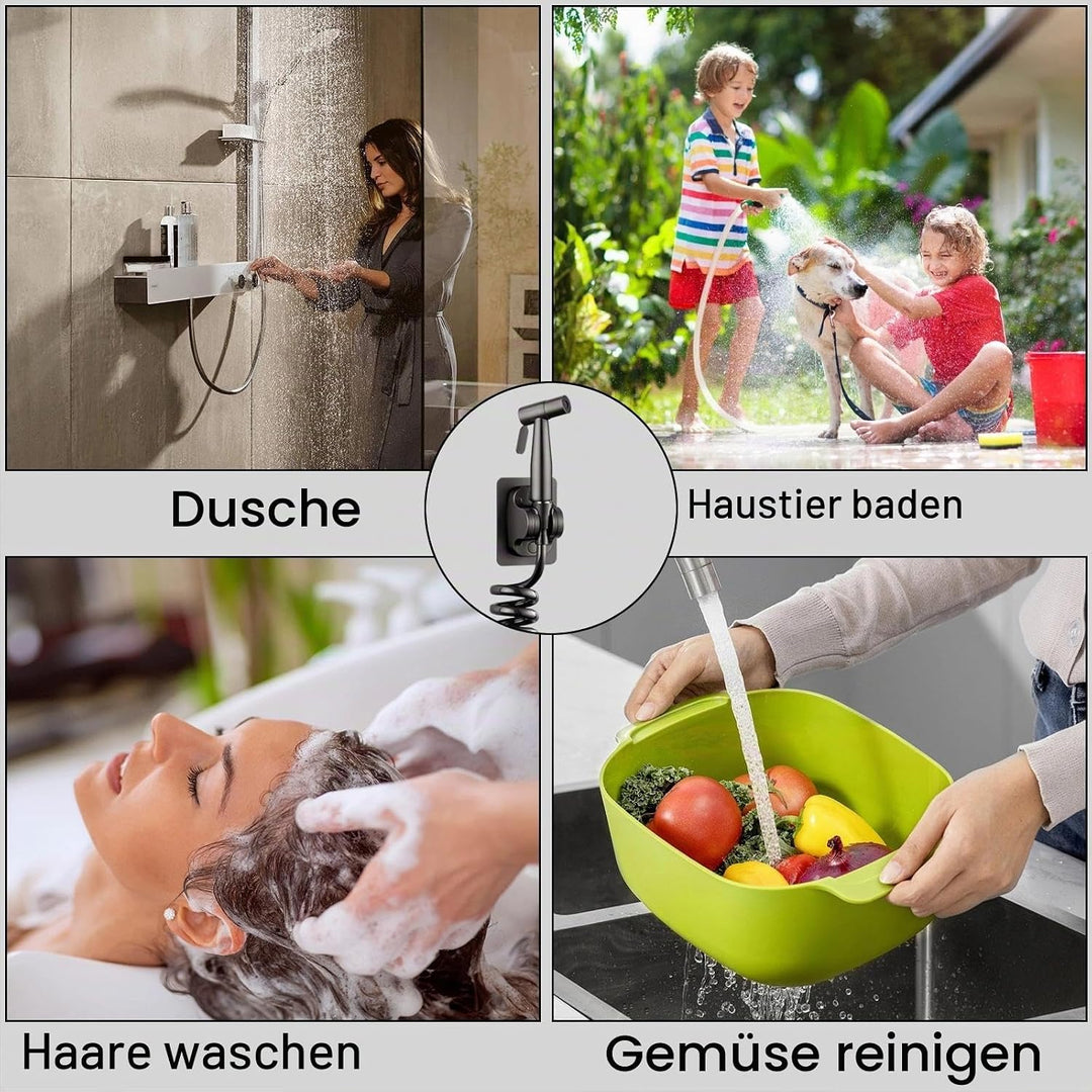 DEANKEJI 5 Meter PE Handbrause für Bidet-Toilette-Set, Dunkelgrau Bidet-Sprüher für Toilette, Hand-B