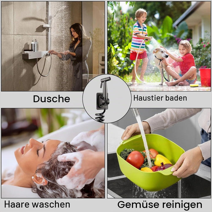 DEANKEJI 5 Meter PE Handbrause für Bidet-Toilette-Set, Dunkelgrau Bidet-Sprüher für Toilette, Hand-B