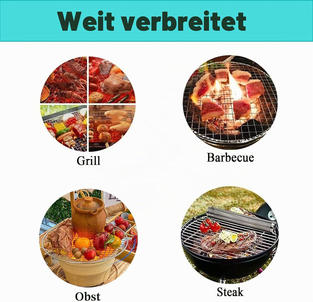 Runder Edelstahl-Grill, Braten-Mesh, 304 Grillrost Edelstahl, Grill-Aufsatz, Antihaft-Grilgitter, Ko
