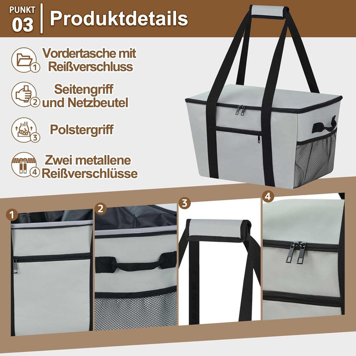 Coolerbag – Kühltasche aus hochwertigem Polyestergewebe, Large Cool Bag with Hard Bottom, Portable F