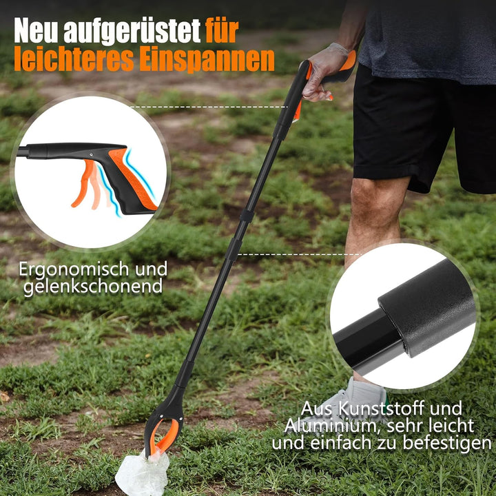 2 Stück Müllzange Greifzange 100 cm, 80 cm - Faltbare Müllgreifer - Drehbar Greifzange für Senioren